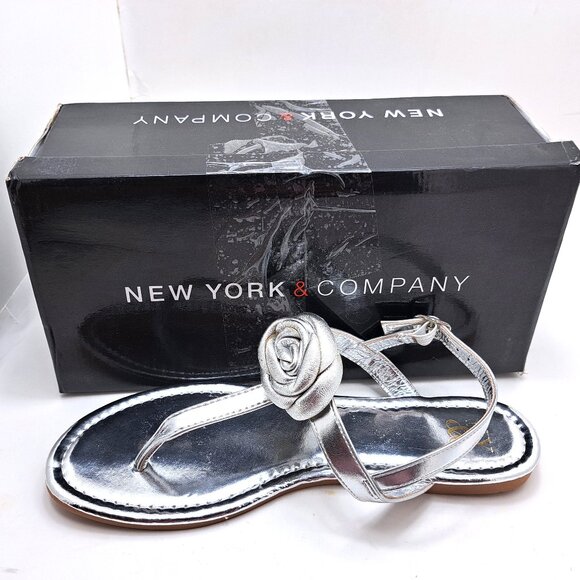 New York & Company Womens Rosette T-Strap, ALMOND Sandals - Size 9 - Picture 11 of 11